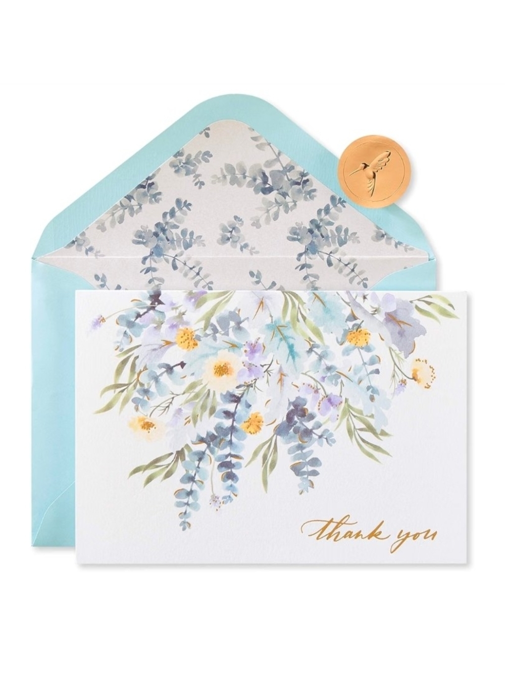 Papyrus - Floral Watercolor Thank You Cards with Blue Envelopes